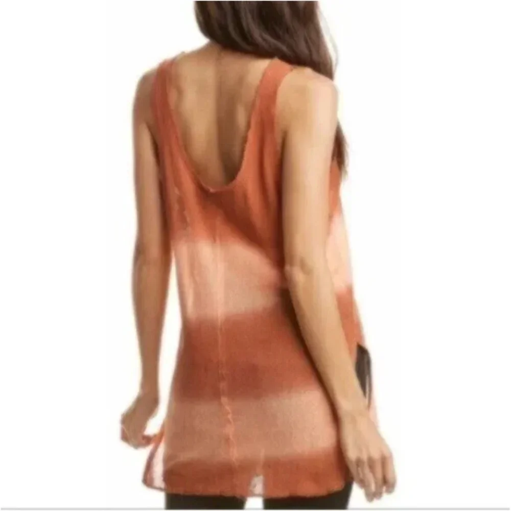 NWT Free People Orange Two Tone Stripe Boho Tunic Tank Top Medium